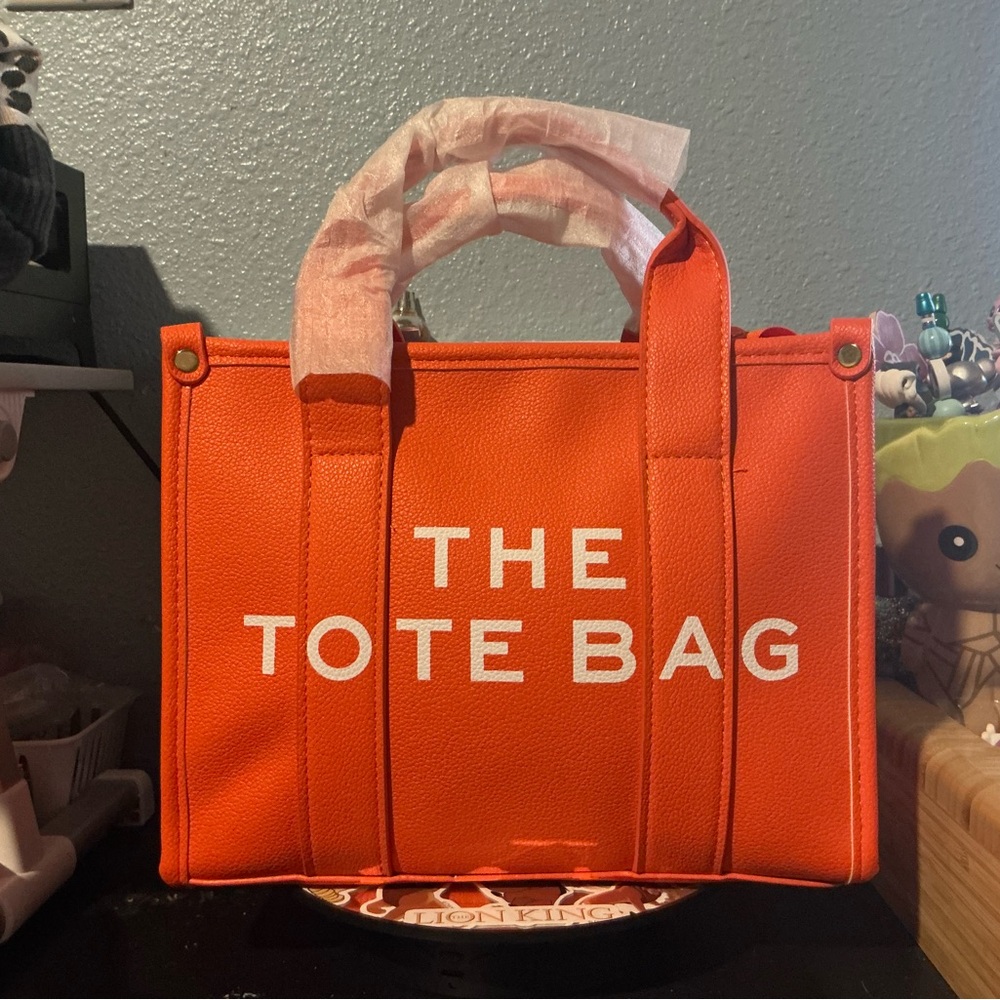 Orange Fashion Tote Bag with Crossbody Strap